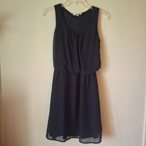 Speechless Mini Dress Double Layer with Sheer Overlay Flowy Black LBD Essential